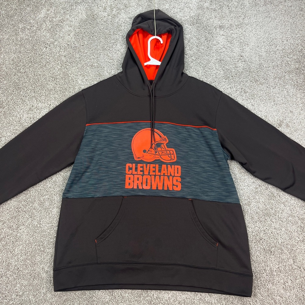 Cleveland Browns NFL Team Apparel Hoodie Mens XL Orange‎ Black Pullover